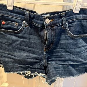 Hudson Jeans Dark Indigo Frayed Denim Shorts